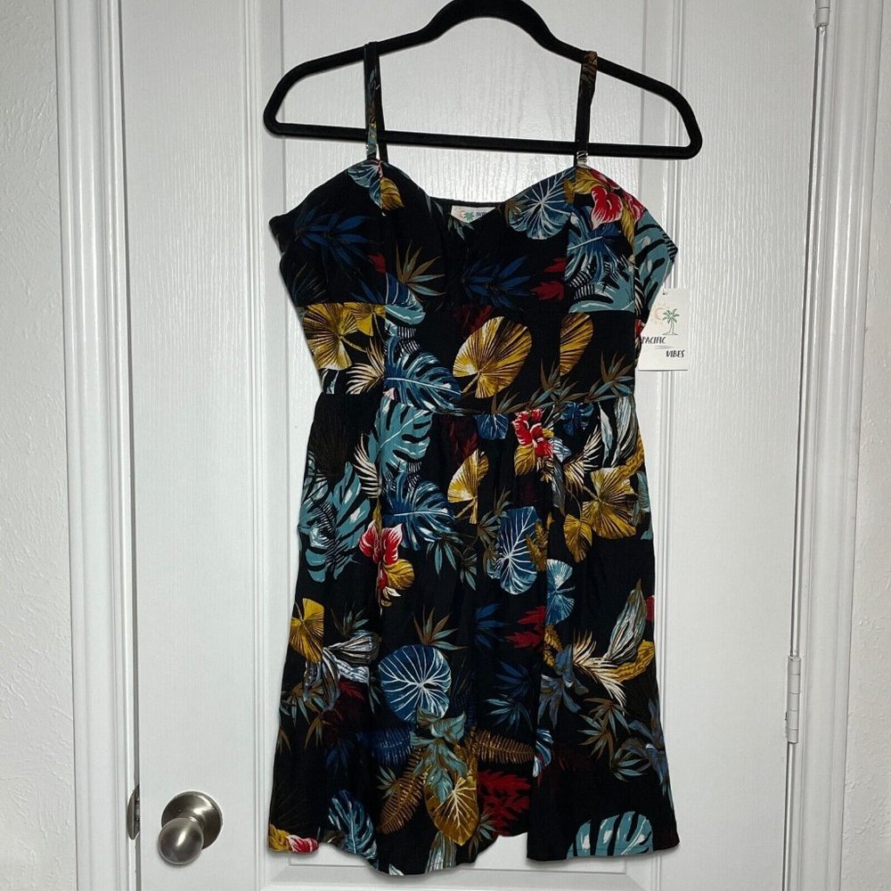 Pacific Vibes | Dress | Black | Floral Print | XL
